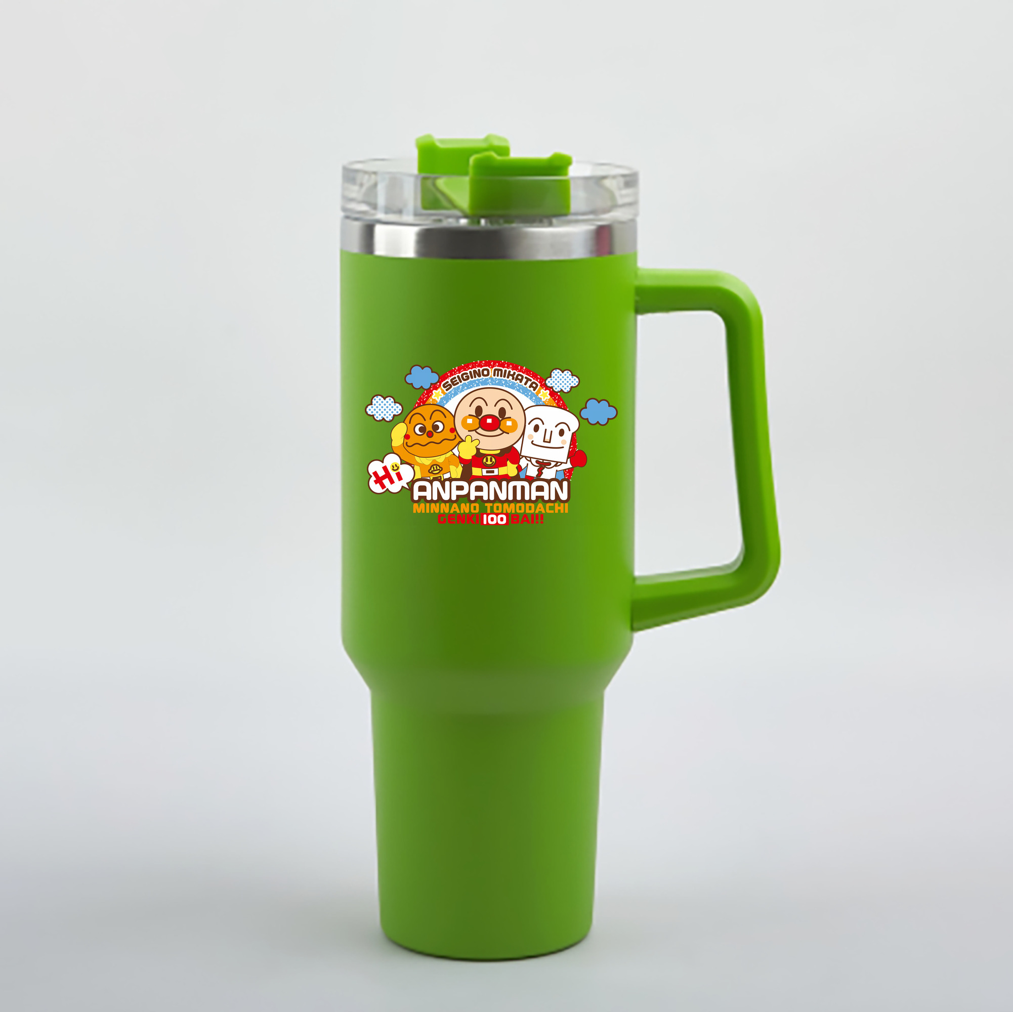 （画像用） アンパンマン Anpanman 1200mL車用タンブラー - クリスタルステッカー（プラスチックストロー付き）